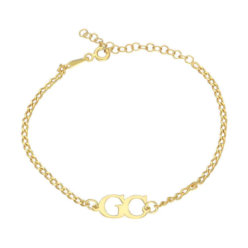 Kişiye Özel İki Harfli Gurmet Zincir Bileklik | 925 Ayar Gümüş – Jeweliay Jewelry – 1 – Gold beyaz fon #RENK_gold