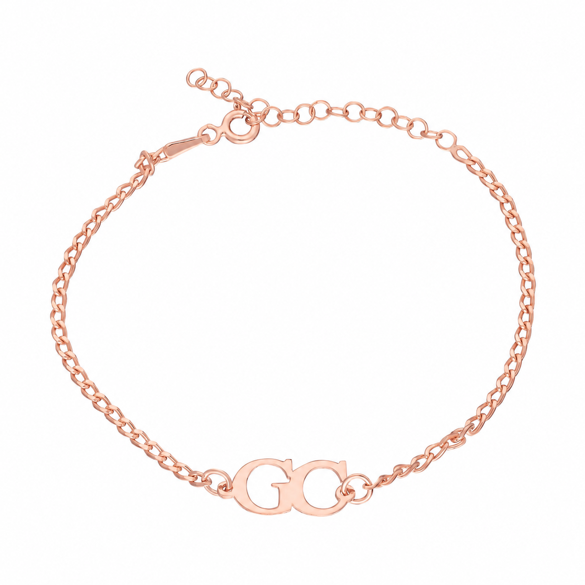 Kişiye Özel İki Harfli Gurmet Zincir Bileklik | 925 Ayar Gümüş – Jeweliay Jewelry – 3 – Rose beyaz fon #RENK_rose