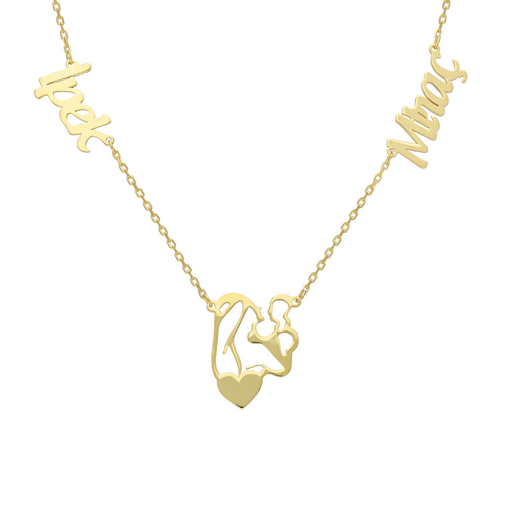 Kişiye Özel İki İsim Yazılı Anne Bebek Kolye | 925 Ayar Gümüş – Jeweliay Jewelry – 2 – Gold beyaz fon #RENK_gold