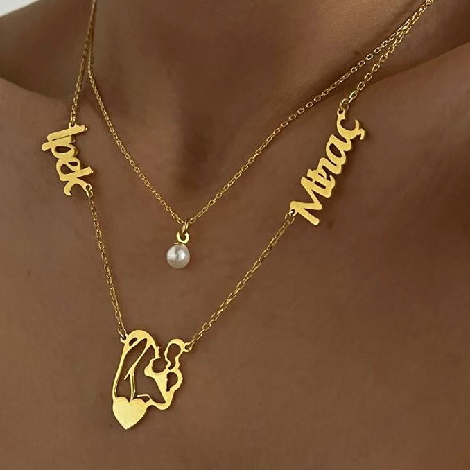 Kişiye Özel İki İsim Yazılı Anne Bebek Kolye | 925 Ayar Gümüş – Jeweliay Jewelry – 6