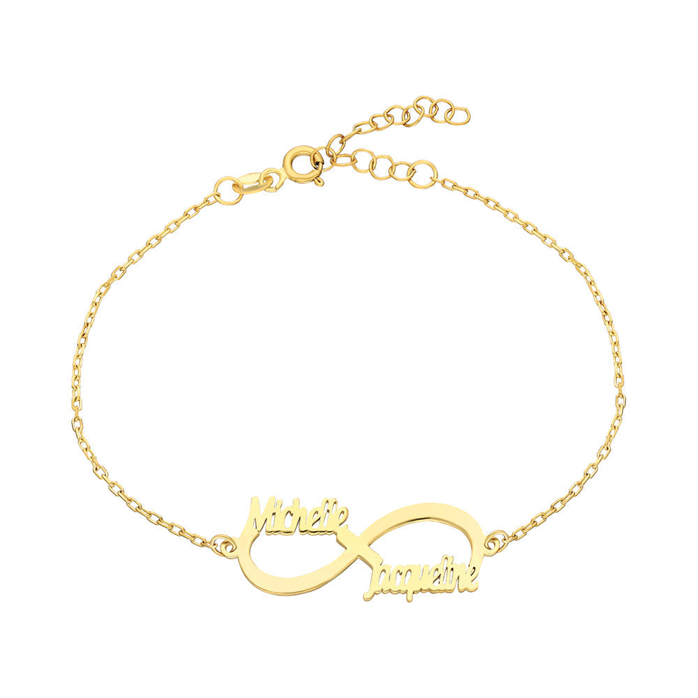 Kişiye Özel İki İsim Yazılı Sonsuzluk Bileklik | 925 Ayar Gümüş – Jeweliay Jewelry – 1 – Gold beyaz fon #RENK_gold