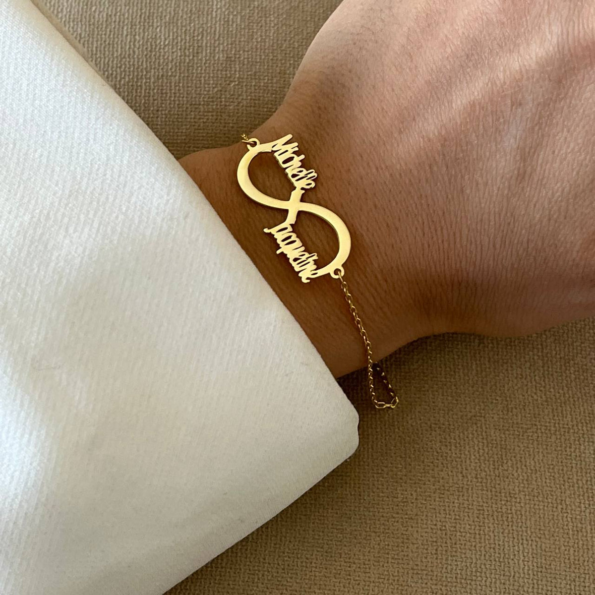 Kişiye Özel İki İsim Yazılı Sonsuzluk Bileklik | 925 Ayar Gümüş – Jeweliay Jewelry – 4
