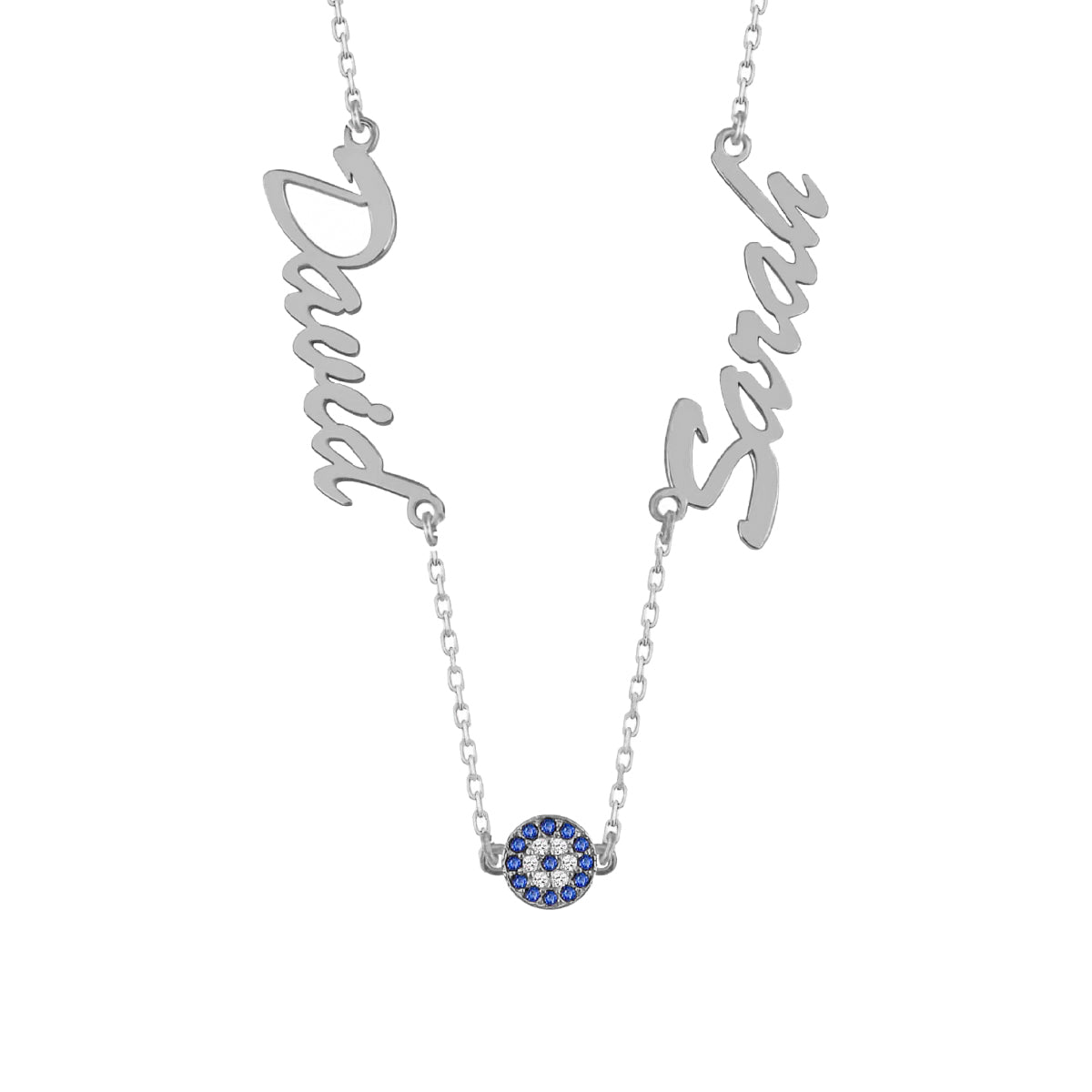 Kişiye Özel İkili İsim Zirkon Taşlı Nazarlı Kolye | 925 Ayar Gümüş – Jeweliay Jewelry – 2 – Silver beyaz fon #RENK_silver