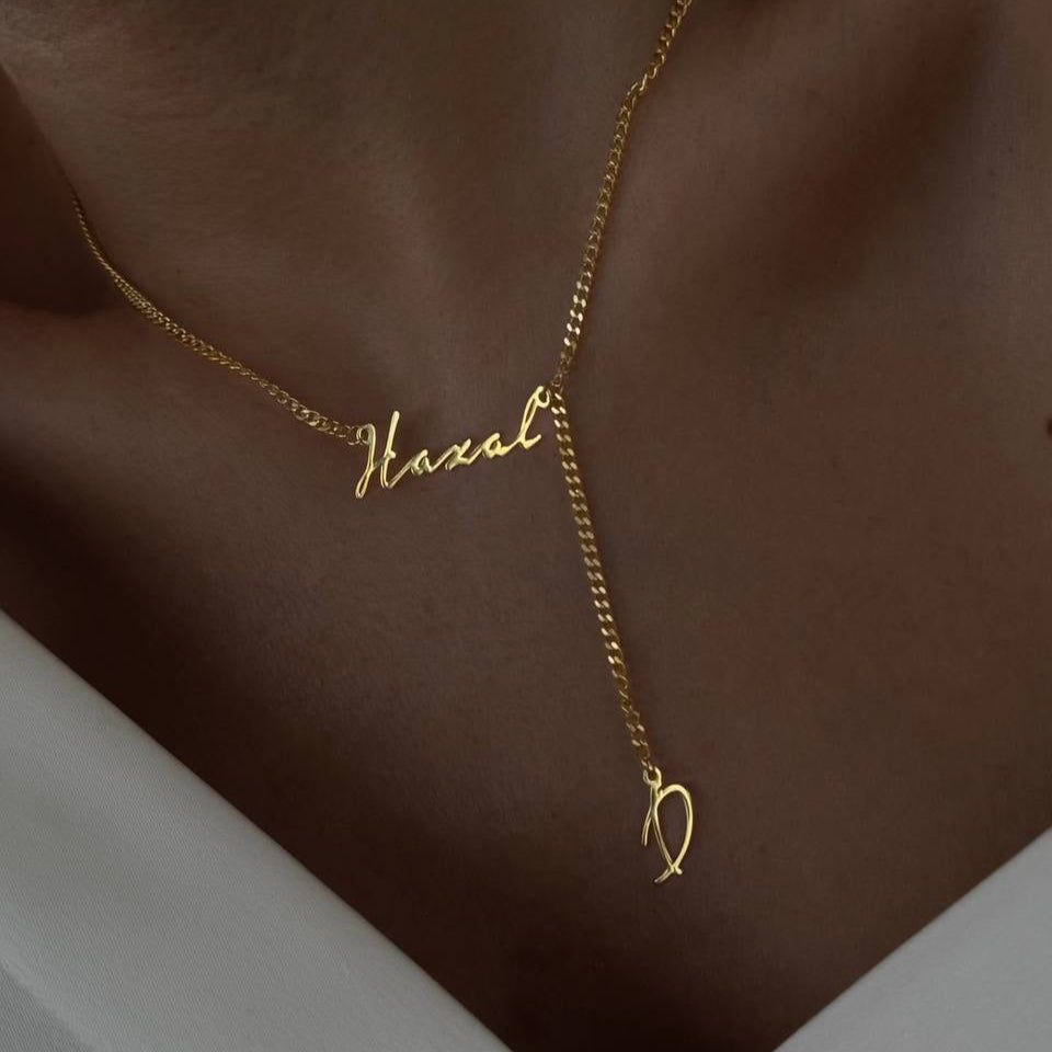 Kişiye Özel İsim ve Harf Sallantılı Gurmet Zincir Kolye | 925 Ayar Gümüş – Jeweliay Jewelry – 2