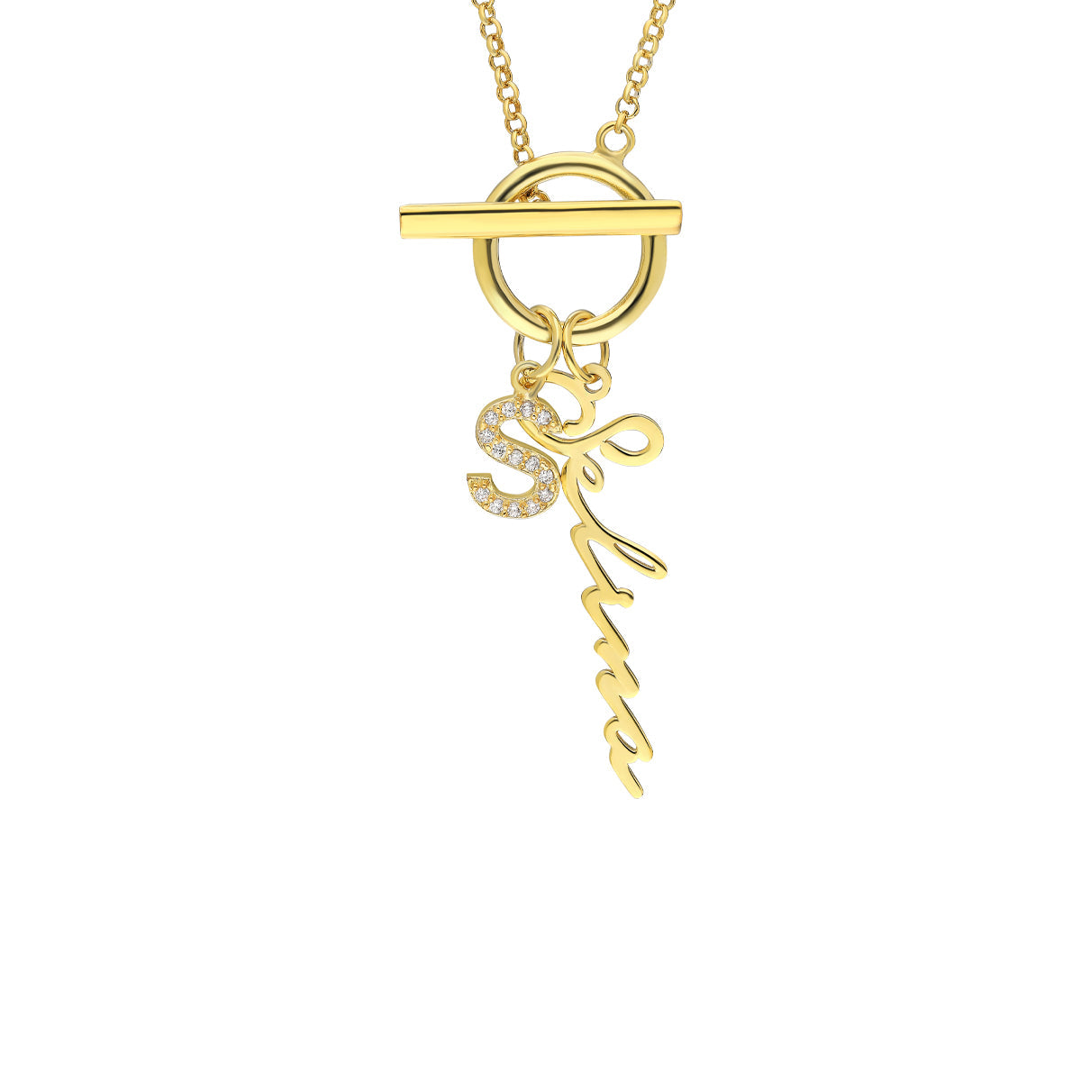 Kişiye Özel İsim ve Harf Sallantılı Halka Kolye | 925 Ayar Gümüş – Jeweliay Jewelry – 7