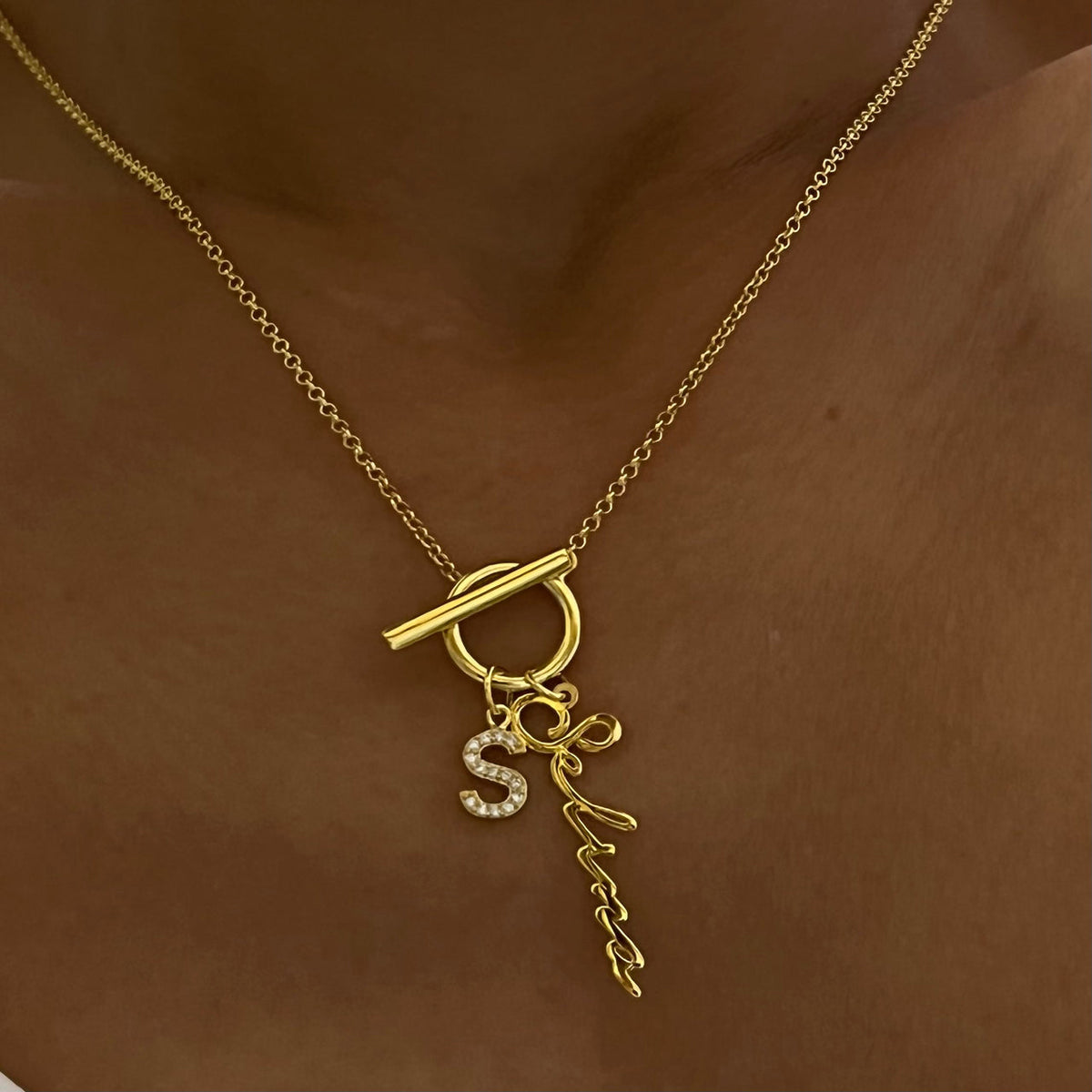 Kişiye Özel İsim ve Harf Sallantılı Halka Kolye | 925 Ayar Gümüş – Jeweliay Jewelry – 8