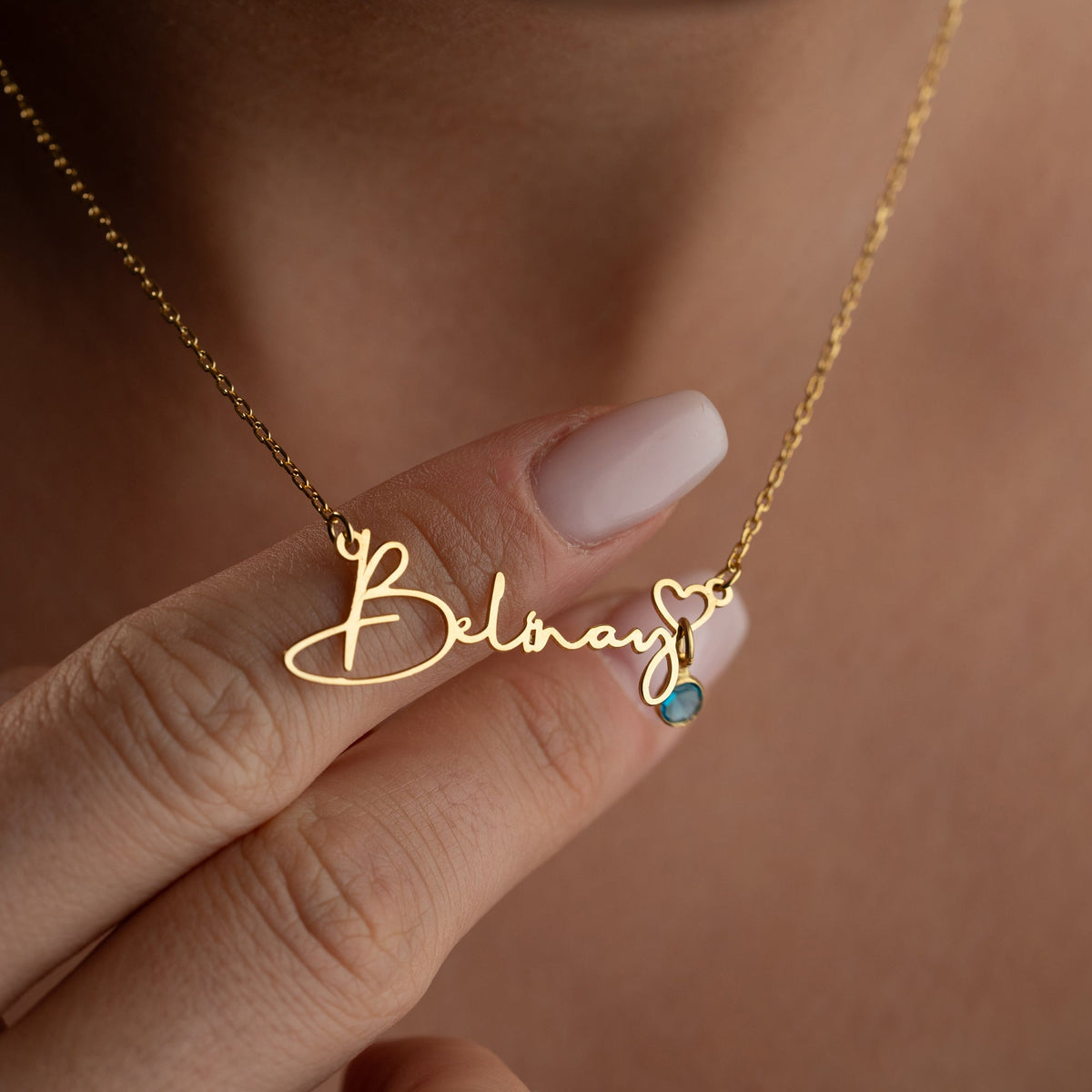 Kişiye Özel İsim Yazılı Doğum Taşı Kalp Kolye | 925 Ayar Gümüş – Jeweliay Jewelry – 3