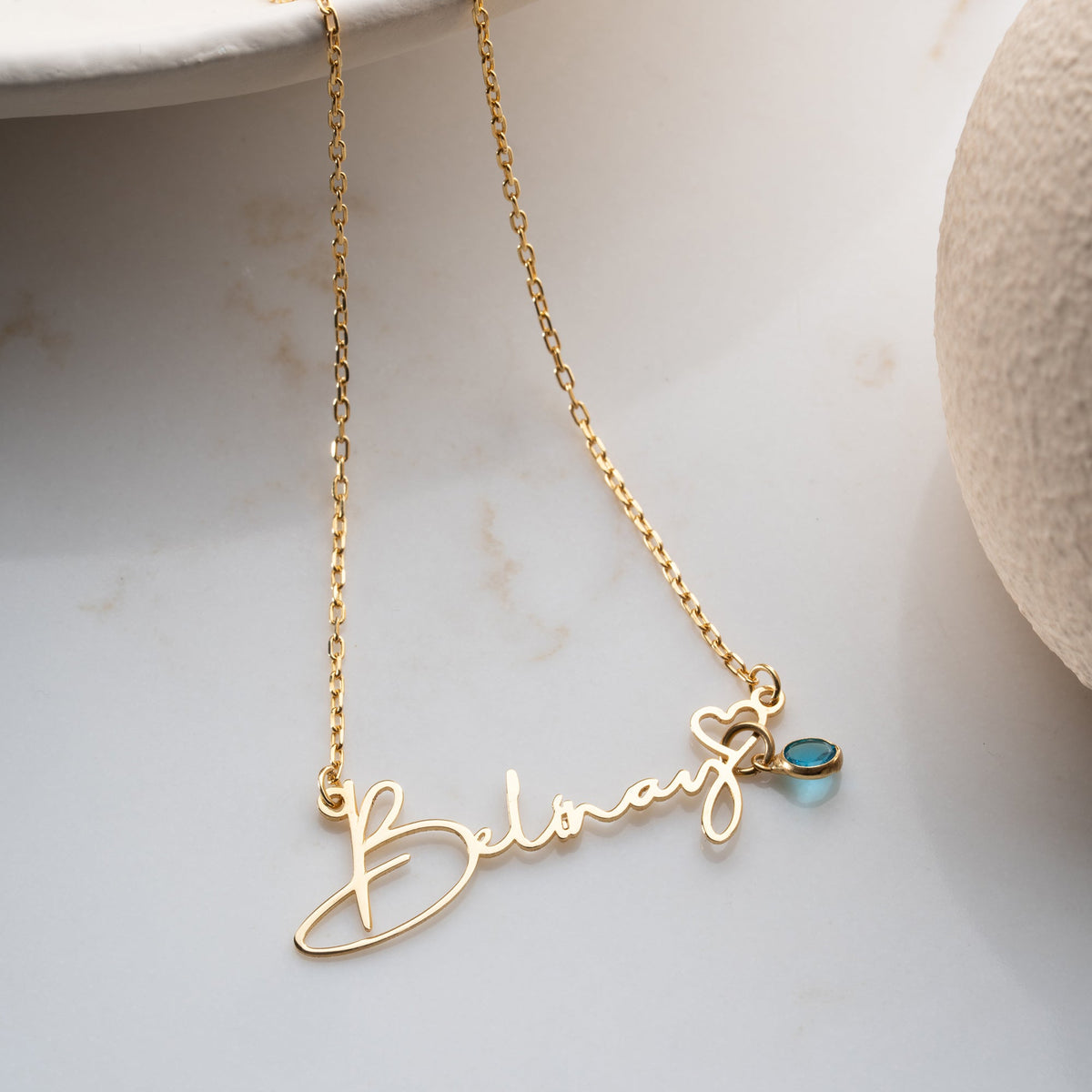Kişiye Özel İsim Yazılı Doğum Taşı Kalp Kolye | 925 Ayar Gümüş – Jeweliay Jewelry – 4