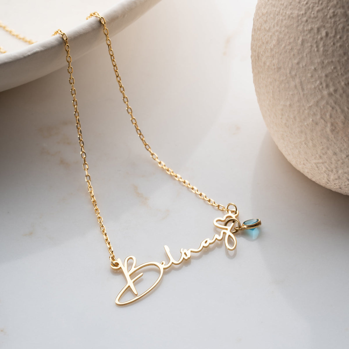 Kişiye Özel İsim Yazılı Doğum Taşı Kalp Kolye | 925 Ayar Gümüş – Jeweliay Jewelry – 8