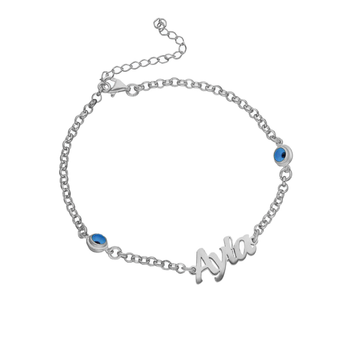 Kişiye Özel İsim Yazılı Göz Nazarlı Bileklik | 925 Ayar Gümüş – Jeweliay Jewelry – 2 – Silver beyaz fon #RENK_silver