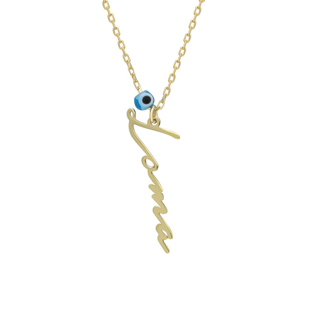 Kişiye Özel İsim Yazılı Göz Nazarlı Dikey Kolye | 925 Ayar Gümüş – Jeweliay Jewelry – 4 – Gold beyaz fon #RENK_gold