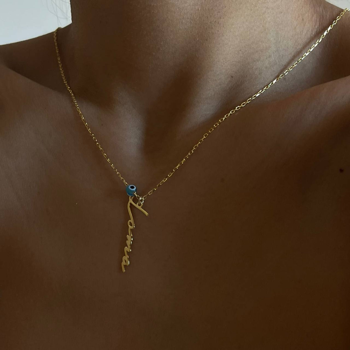 Kişiye Özel İsim Yazılı Göz Nazarlı Dikey Kolye | 925 Ayar Gümüş – Jeweliay Jewelry – 10