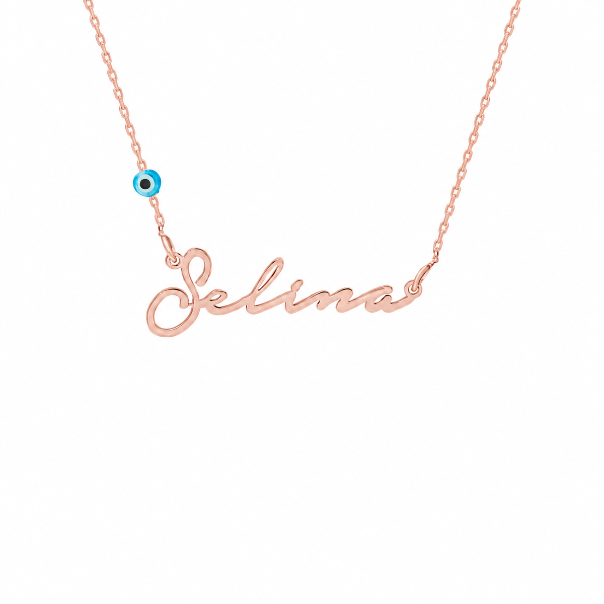 Kişiye Özel İsim Yazılı Göz Nazarlı Notera Font Kolye | 925 Ayar Gümüş – Jeweliay Jewelry – 3 – Rose beyaz fon #RENK_rose