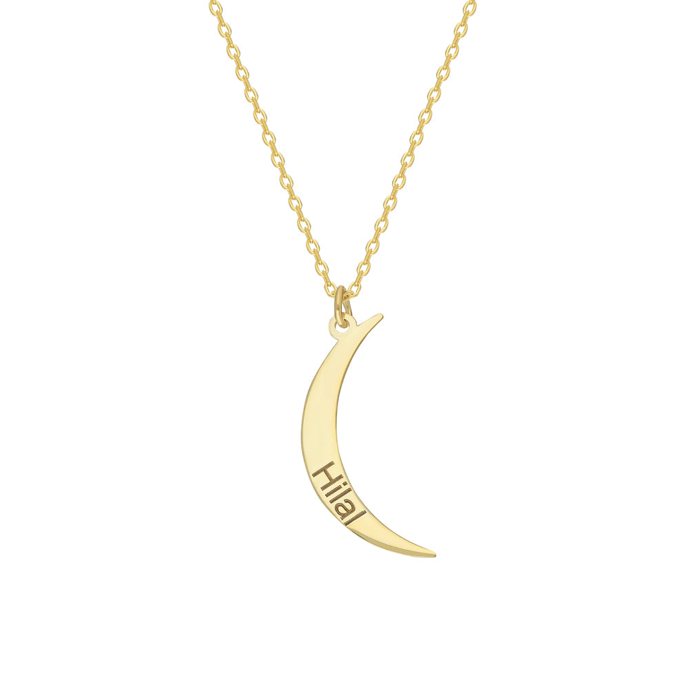 Kişiye Özel İsim Yazılı Hilal Kolye | 925 Ayar Gümüş – Jeweliay Jewelry – 1 – Gold beyaz fon #RENK_gold