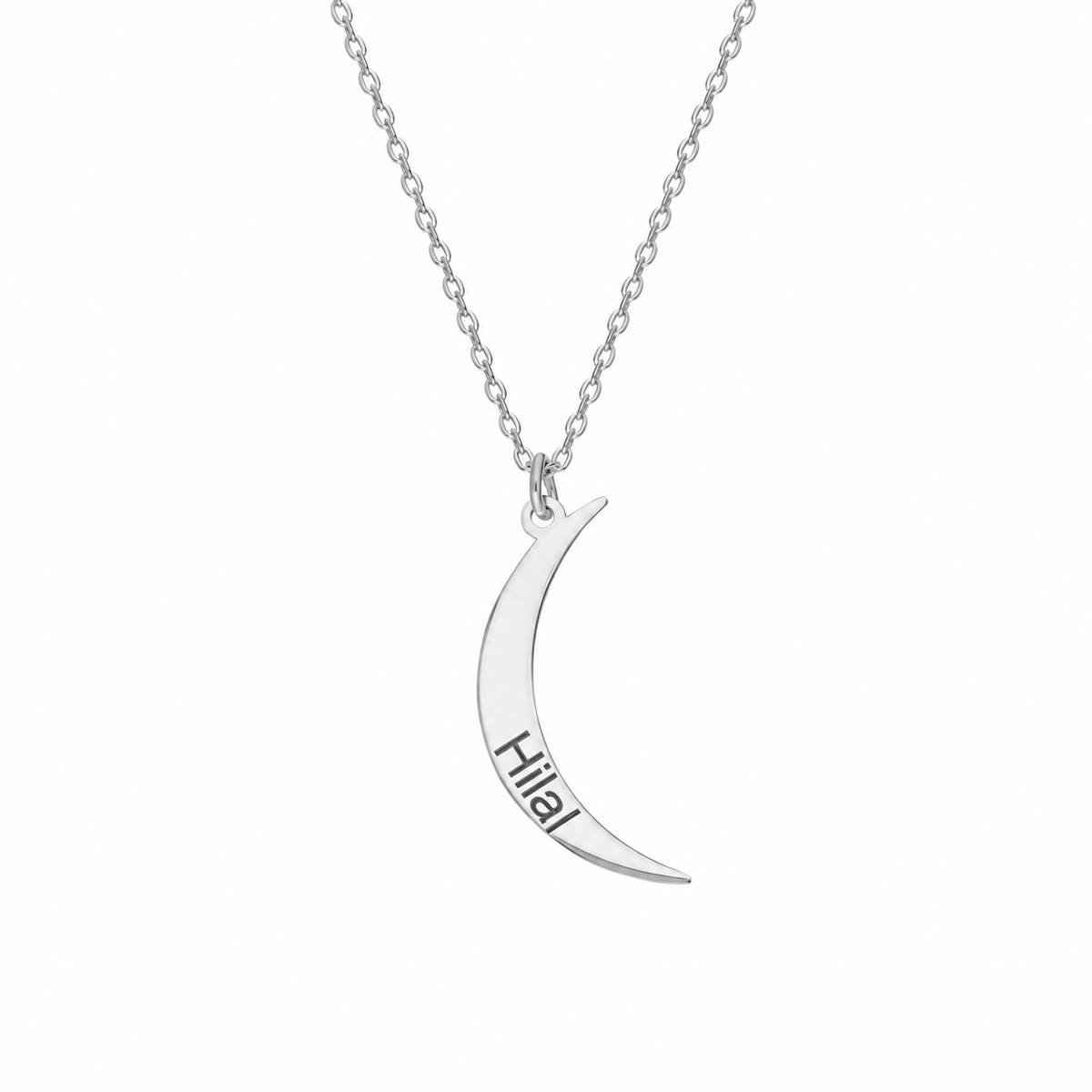 Kişiye Özel İsim Yazılı Hilal Kolye | 925 Ayar Gümüş – Jeweliay Jewelry – 2 – Silver beyaz fon #RENK_silver