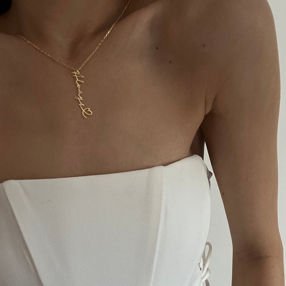 Kişiye Özel İsim Yazılı Kalp Detaylı Dikey Kolye | 925 Ayar Gümüş – Jeweliay Jewelry – 5