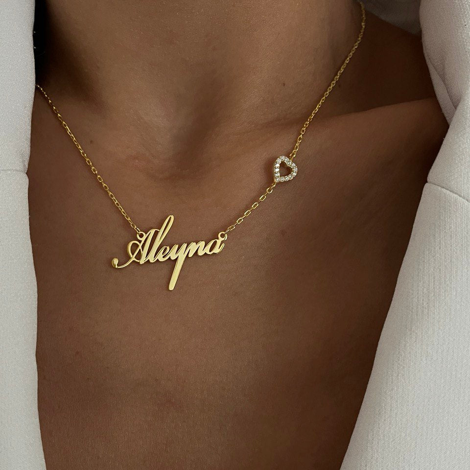 Kişiye Özel İsim Yazılı Kalp Sembollü Kolye | 925 Ayar Gümüş – Jeweliay Jewelry – 7