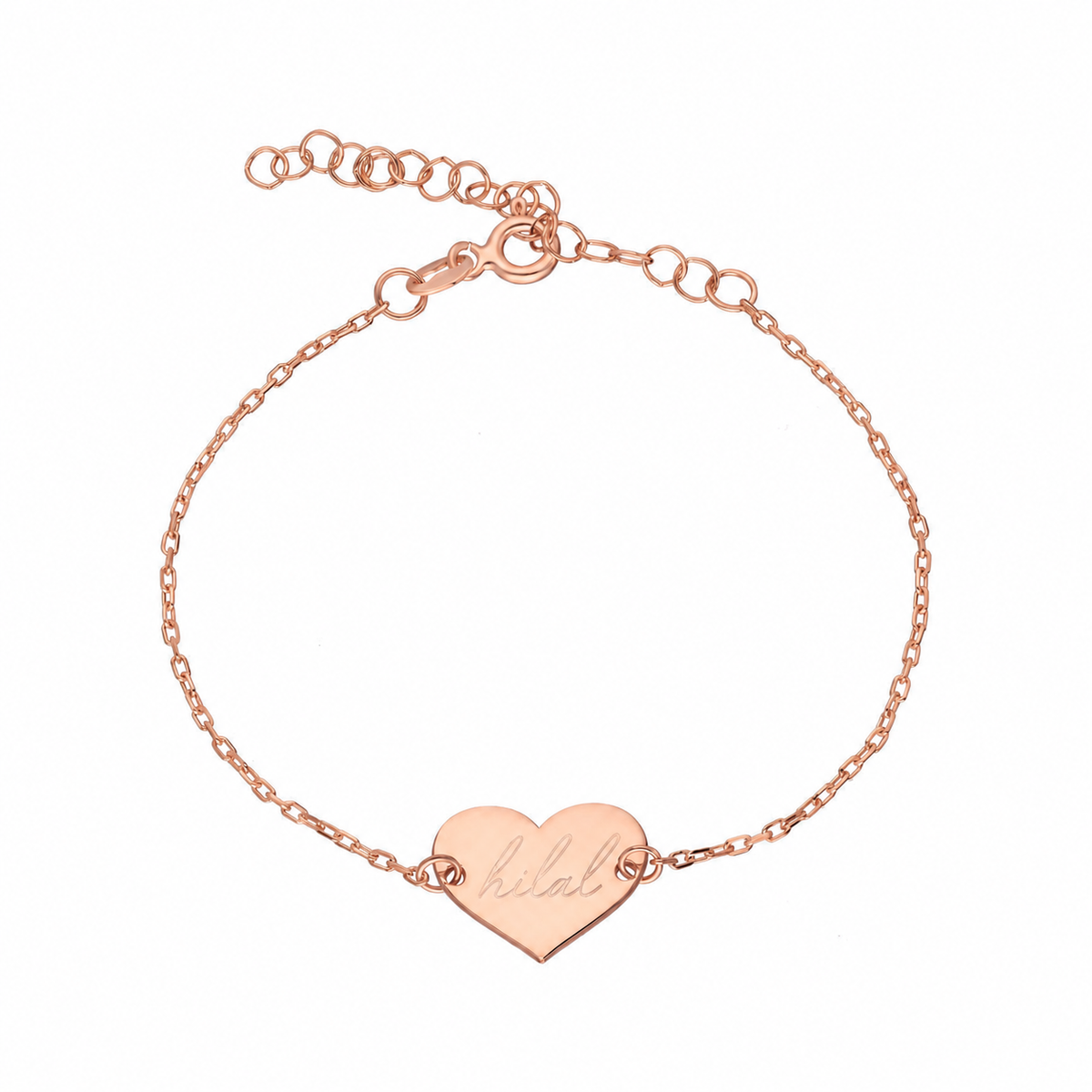 Kişiye Özel İsim Yazılı Kalpli Bileklik | 925 Ayar Gümüş – Jeweliay Jewelry – 3 – Rose beyaz fon #RENK_rose