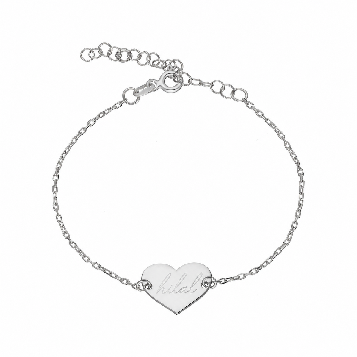 Kişiye Özel İsim Yazılı Kalpli Bileklik | 925 Ayar Gümüş – Jeweliay Jewelry – 2 – Silver beyaz fon #RENK_silver