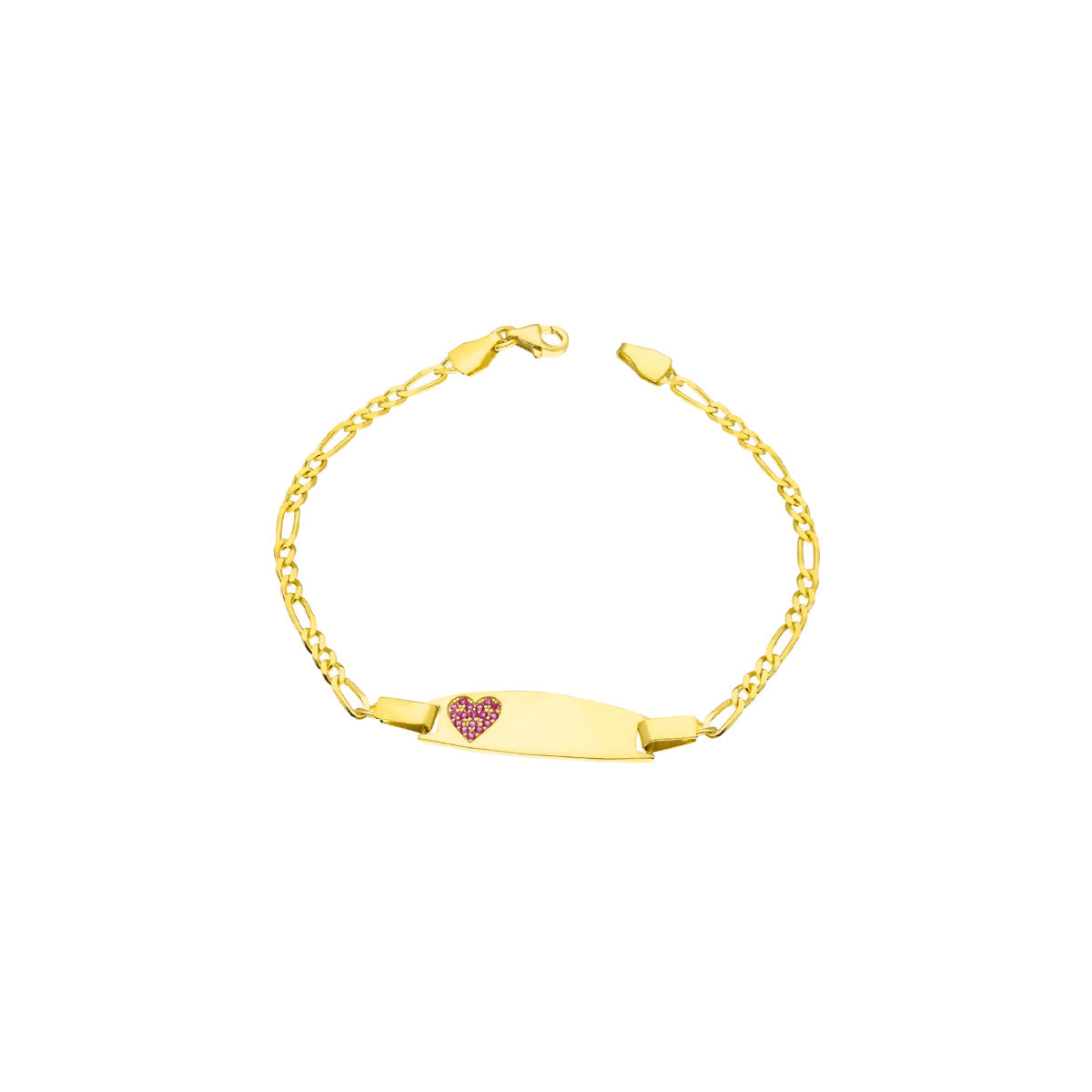 Kişiye Özel İsim Yazılı Kalpli Plakalı Figaro Zincir Çocuk Bilekliği | 925 Ayar Gümüş – Jeweliay Jewelry – 1 – Gold beyaz fon #RENK_gold