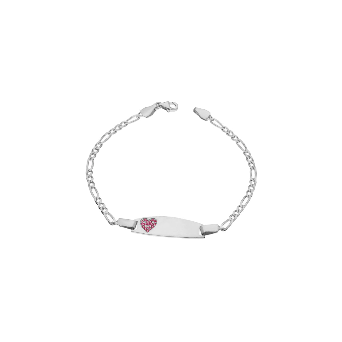 Kişiye Özel İsim Yazılı Kalpli Plakalı Figaro Zincir Çocuk Bilekliği | 925 Ayar Gümüş – Jeweliay Jewelry – 2 – Silver beyaz fon #RENK_silver
