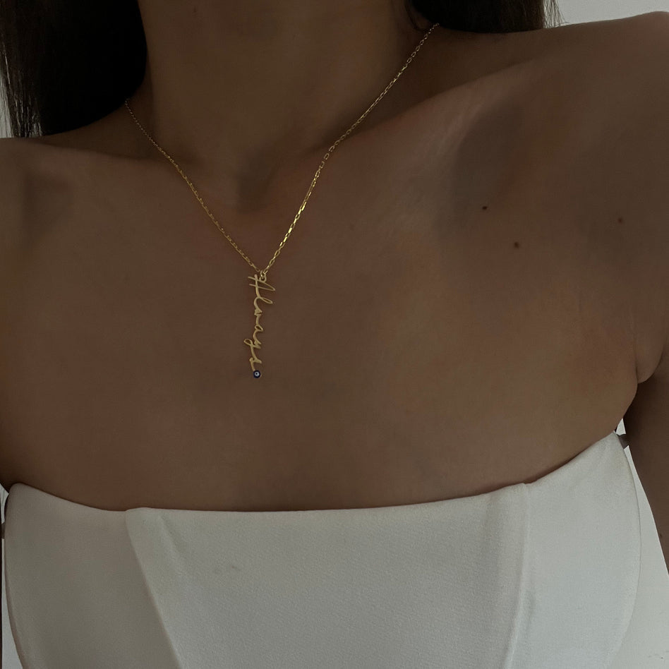 Kişiye Özel İsim Yazılı Nazar Detaylı Kolye | 925 Ayar Gümüş – Jeweliay Jewelry – 5