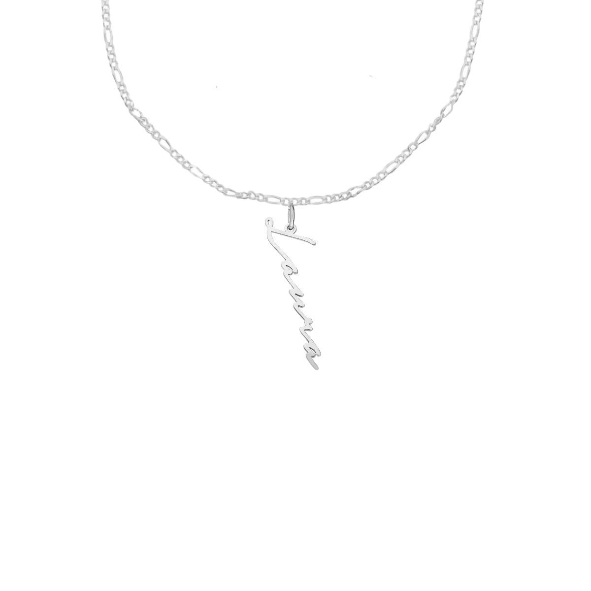 Kişiye Özel İsim Yazılı Notera Font Figaro Zincir Kolye | 925 Ayar Gümüş – Jeweliay Jewelry – 2 – Silver beyaz fon #RENK_silver