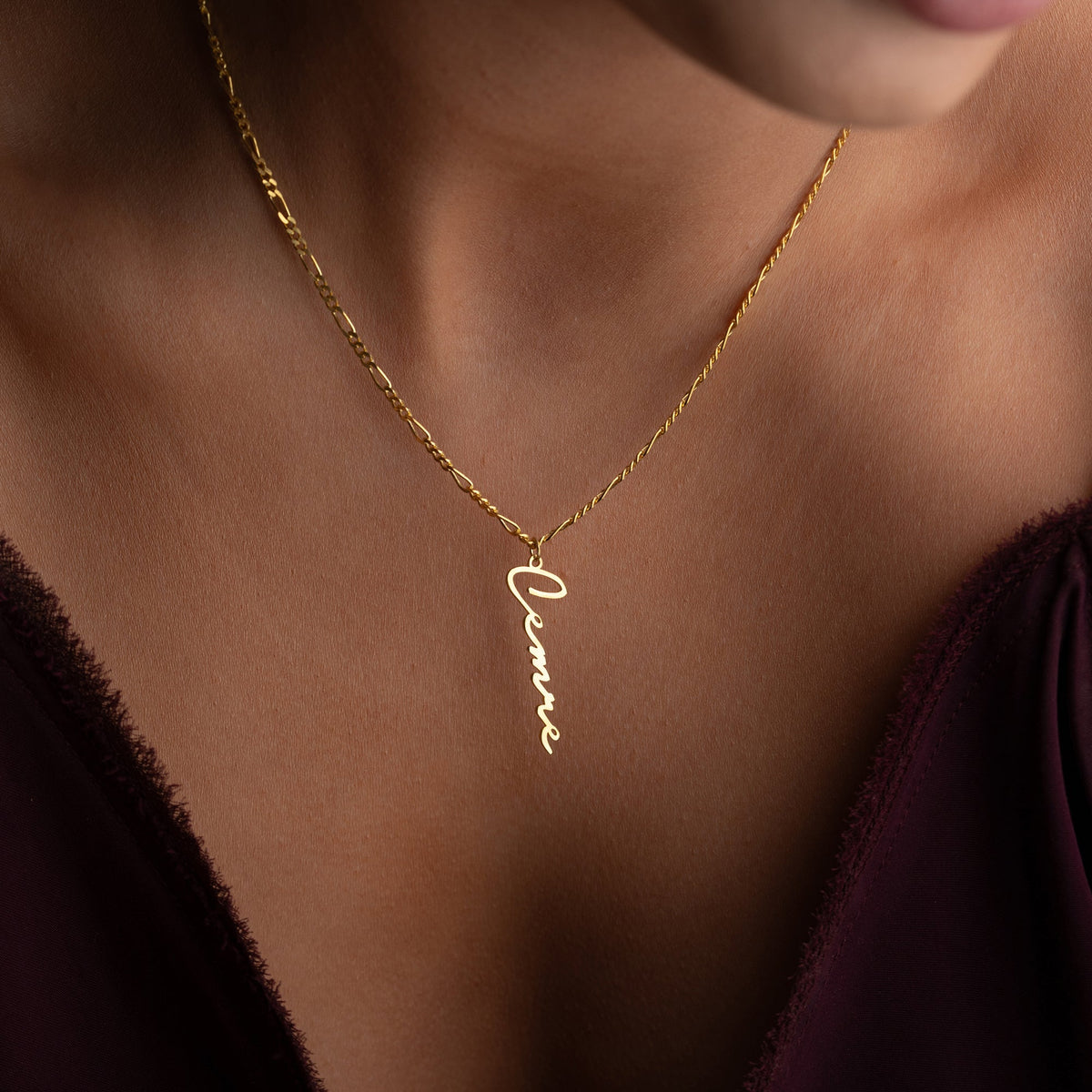 Kişiye Özel İsim Yazılı Notera Font Figaro Zincir Kolye | 925 Ayar Gümüş – Jeweliay Jewelry – 6