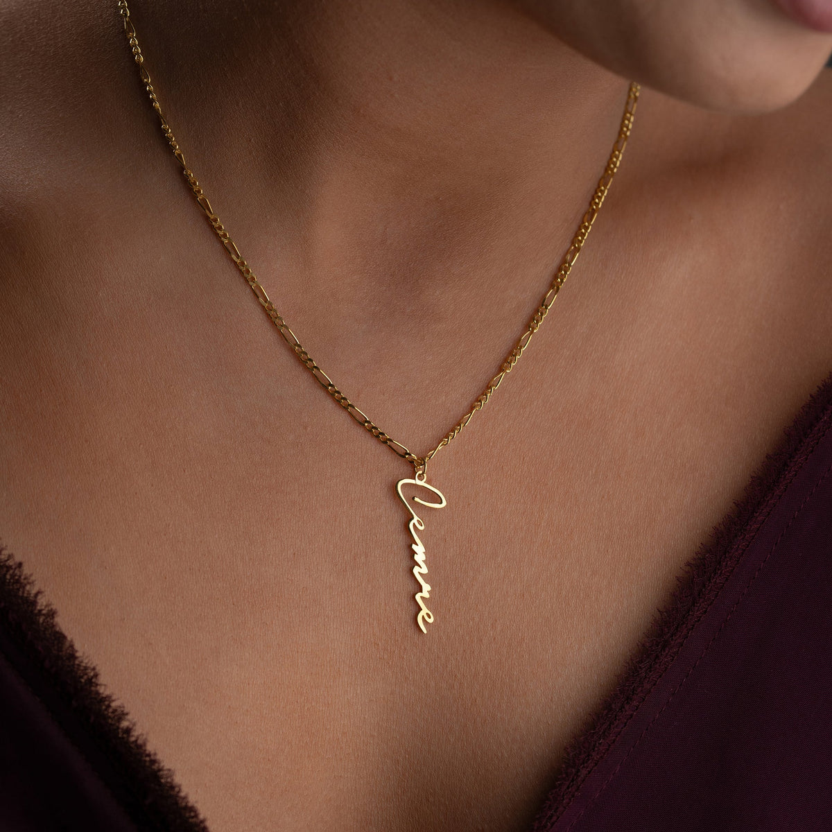 Kişiye Özel İsim Yazılı Notera Font Figaro Zincir Kolye | 925 Ayar Gümüş – Jeweliay Jewelry – 8