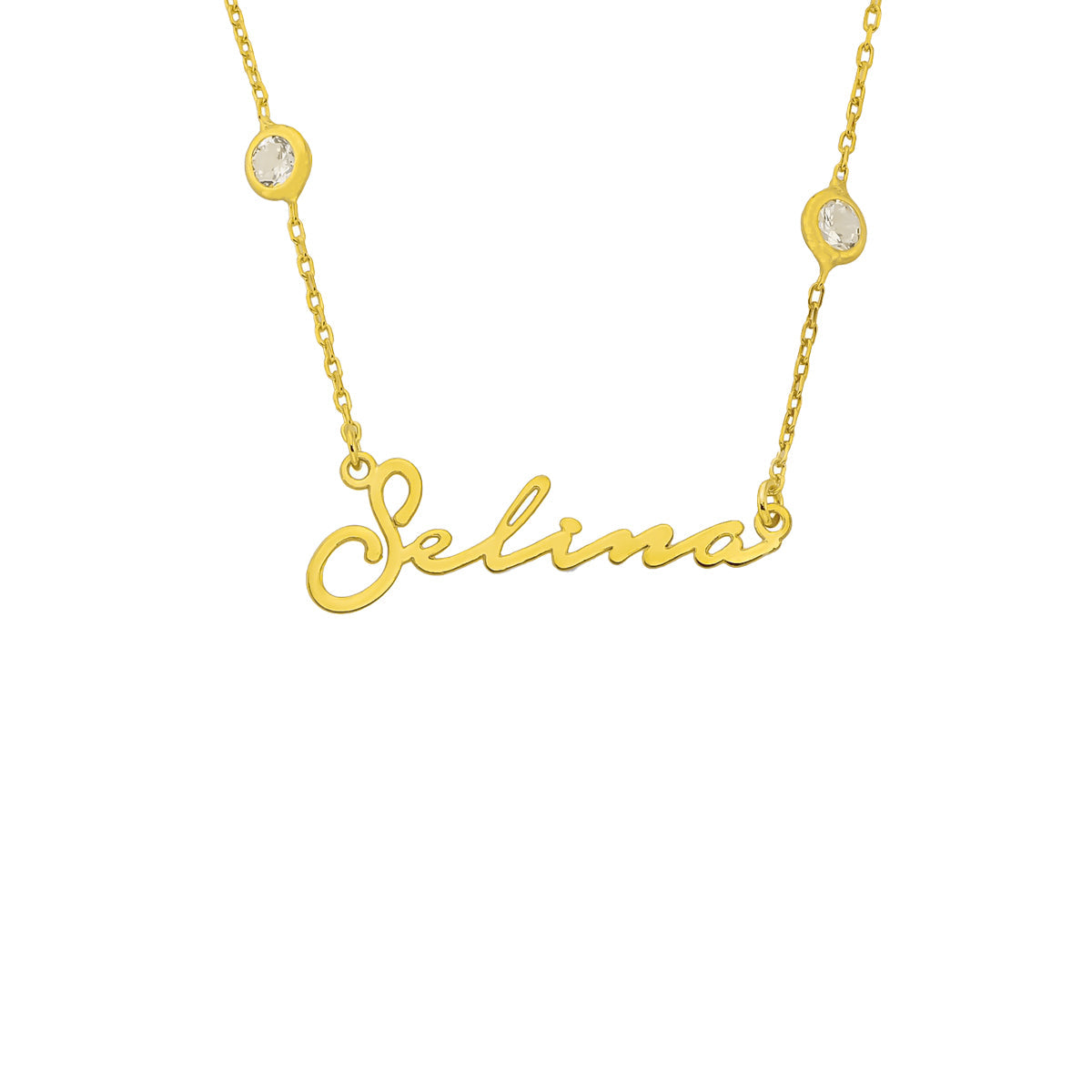 Kişiye Özel İsim Yazılı Notera Font Kapama Taşlı Kolye | 925 Ayar Gümüş – Jeweliay Jewelry – 1 – Gold beyaz fon #RENK_gold