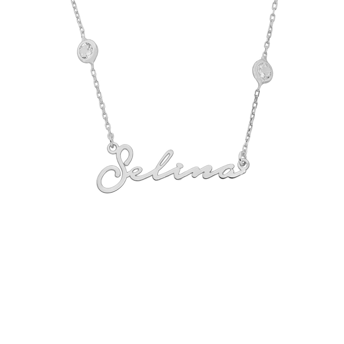 Kişiye Özel İsim Yazılı Notera Font Kapama Taşlı Kolye | 925 Ayar Gümüş – Jeweliay Jewelry – 2 – Silver beyaz fon #RENK_silver