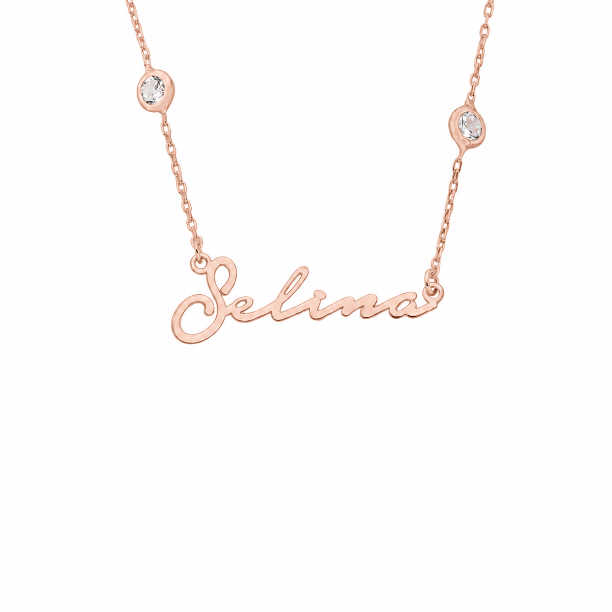 Kişiye Özel İsim Yazılı Notera Font Kapama Taşlı Kolye | 925 Ayar Gümüş – Jeweliay Jewelry – 3 – Rose beyaz fon #RENK_rose
