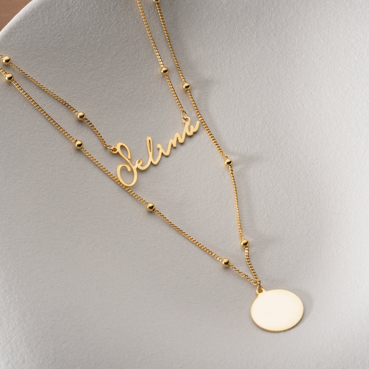 Kişiye Özel İsim Yazılı Plaka Kombin Top Zincir Kolye | 925 Ayar Gümüş – Jeweliay Jewelry – 5