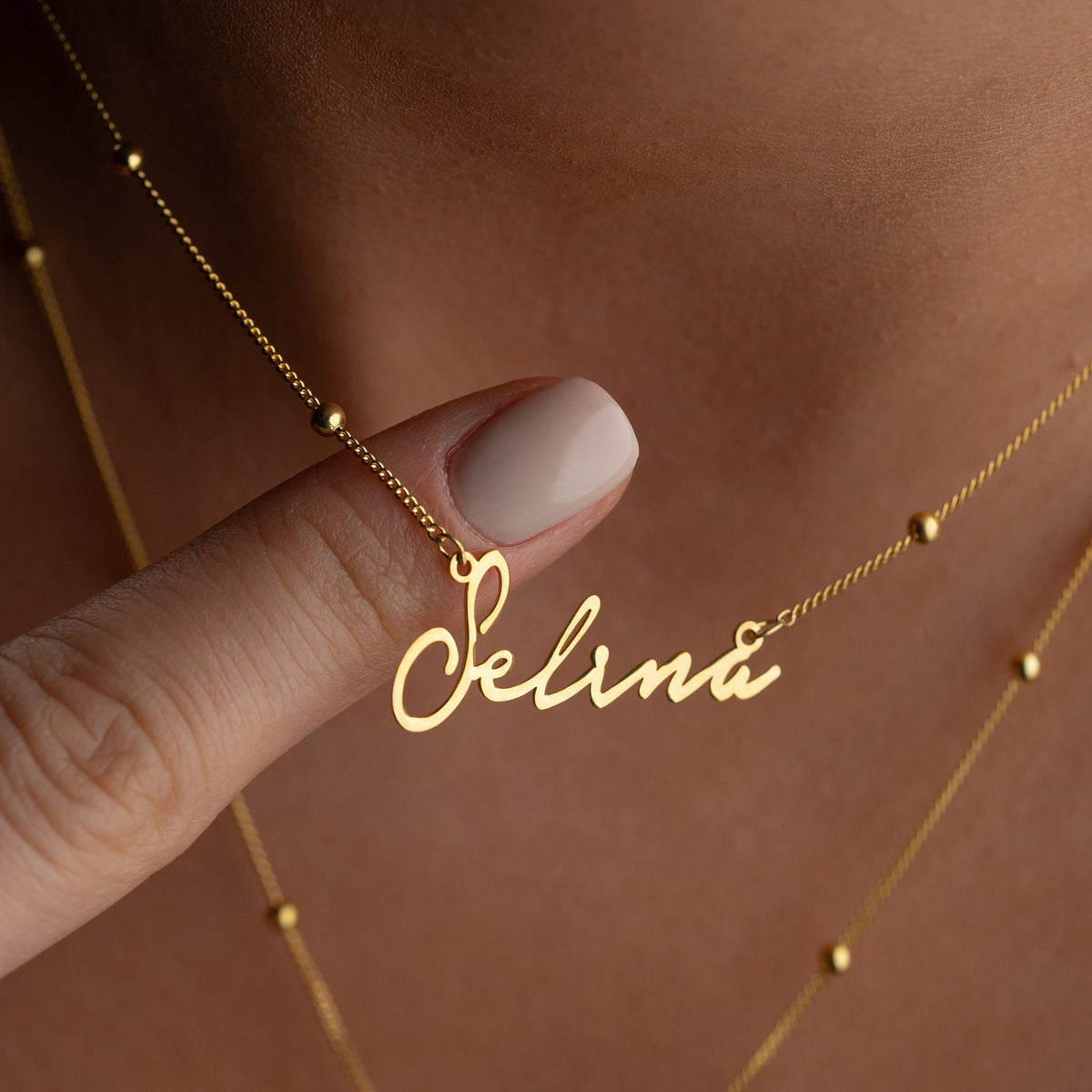 Kişiye Özel İsim Yazılı Plaka Kombin Top Zincir Kolye | 925 Ayar Gümüş – Jeweliay Jewelry – 6