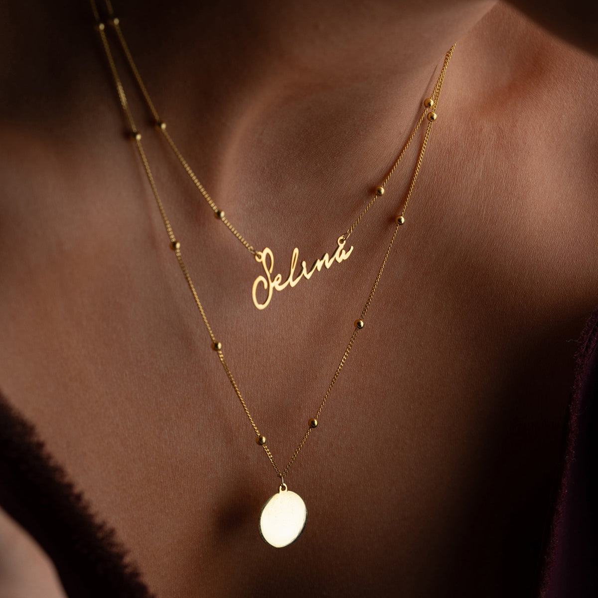 Kişiye Özel İsim Yazılı Plaka Kombin Top Zincir Kolye | 925 Ayar Gümüş – Jeweliay Jewelry – 9