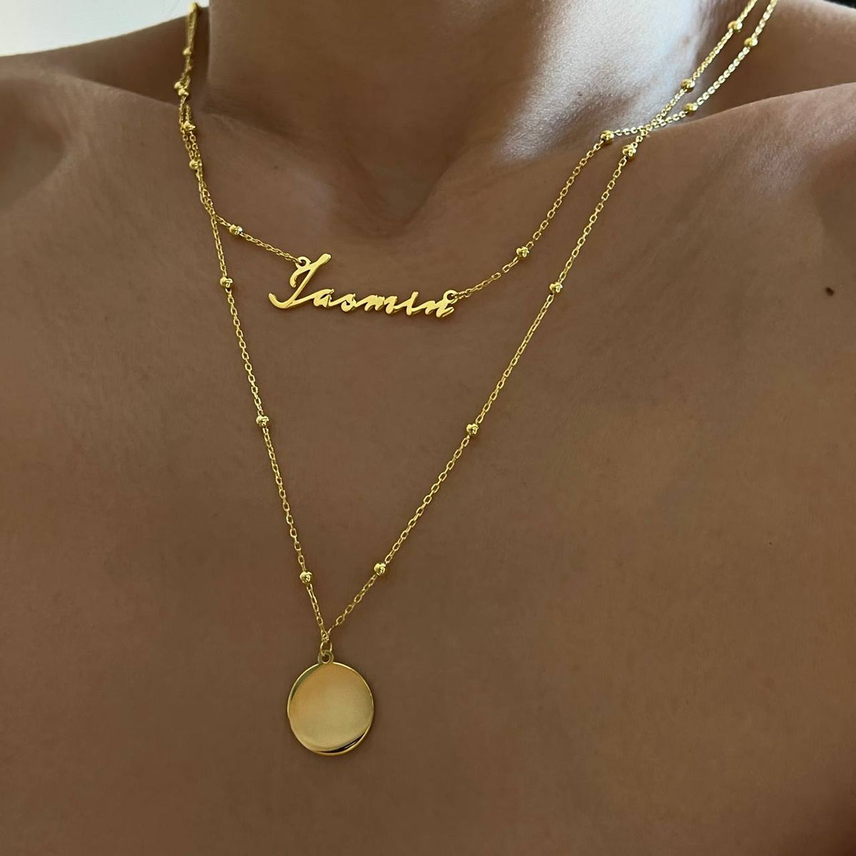 Kişiye Özel İsim Yazılı Plaka Kombin Top Zincir Kolye | 925 Ayar Gümüş – Jeweliay Jewelry – 10