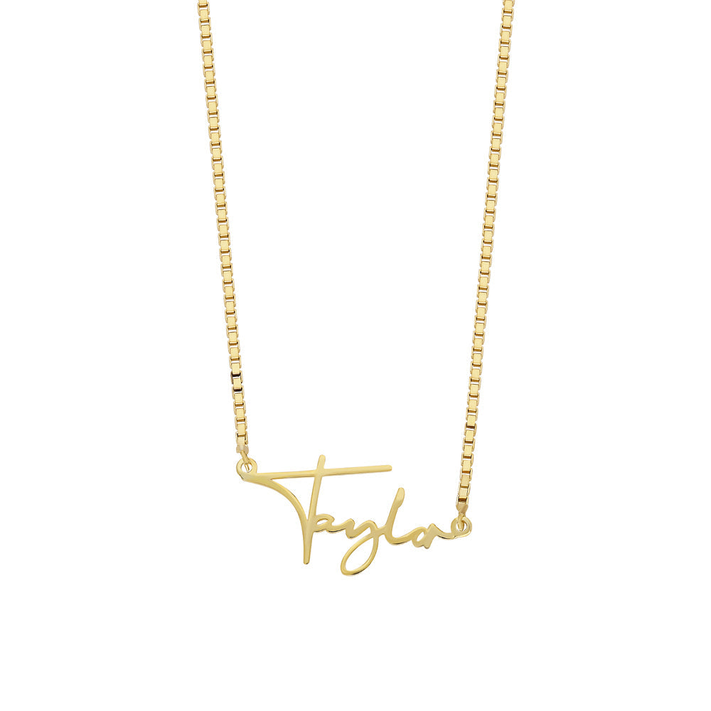 Kişiye Özel İsim Yazılı Script Font Küp Zincir Kolye | 925 Ayar Gümüş – Jeweliay Jewelry – 2 – Gold beyaz fon #RENK_gold