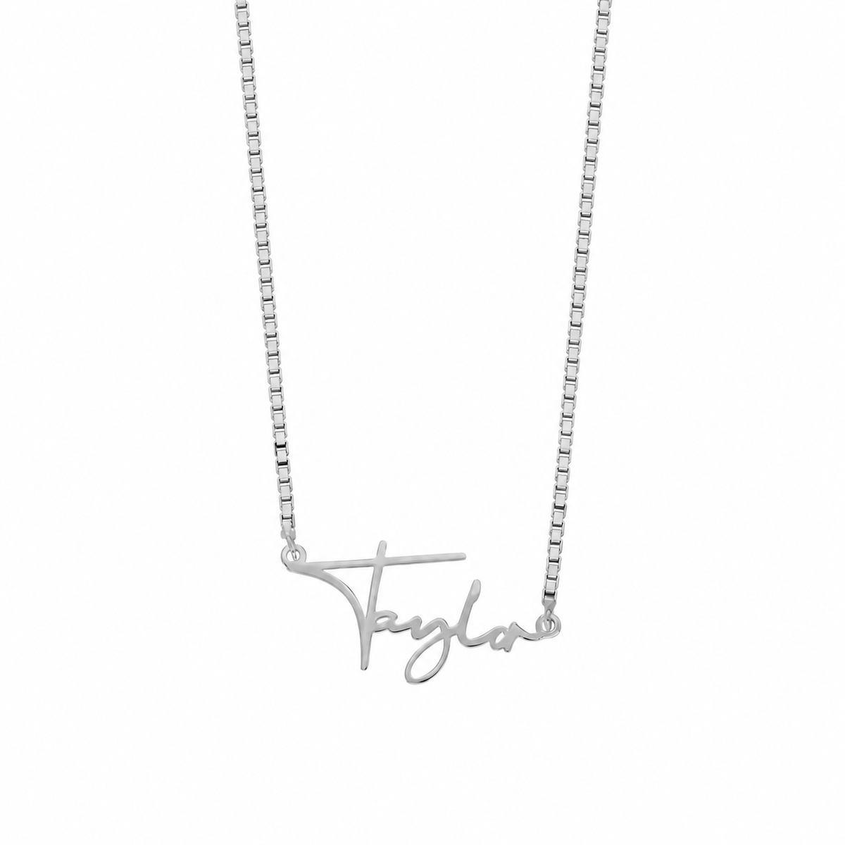 Kişiye Özel İsim Yazılı Script Font Küp Zincir Kolye | 925 Ayar Gümüş – Jeweliay Jewelry – 3 – Silver beyaz fon #RENK_silver
