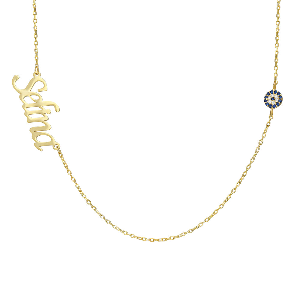 Kişiye Özel İsim Yazılı Taşlı Nazar Kolye | 925 Ayar Gümüş – Jeweliay Jewelry – 1 – Gold beyaz fon #RENK_gold