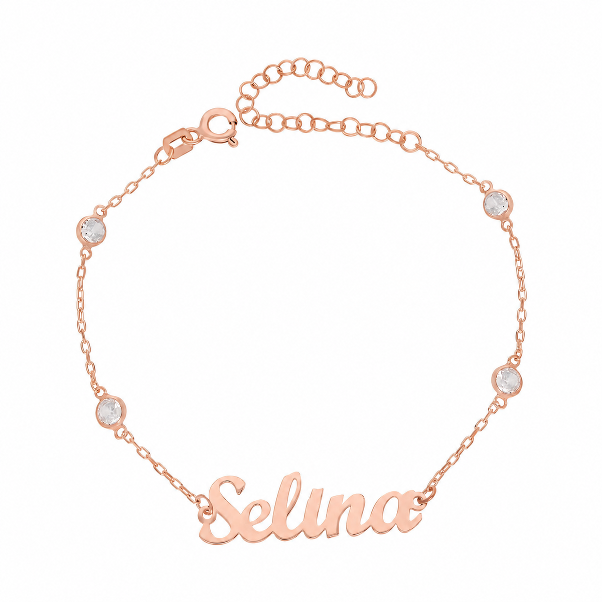 Kişiye Özel İsim Yazılı Kapama Taşlı Bileklik | 925 Ayar Gümüş – Jeweliay Jewelry – 3 – Rose beyaz fon #RENK_rose