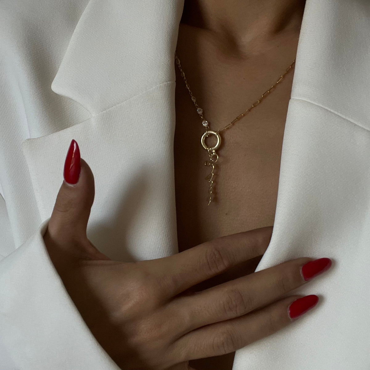Kişiye Özel İsim Yazılı Kapama Taşlı Gemici Kilitli Zincir Kolye | 925 Ayar Gümüş – Jeweliay Jewelry – 4
