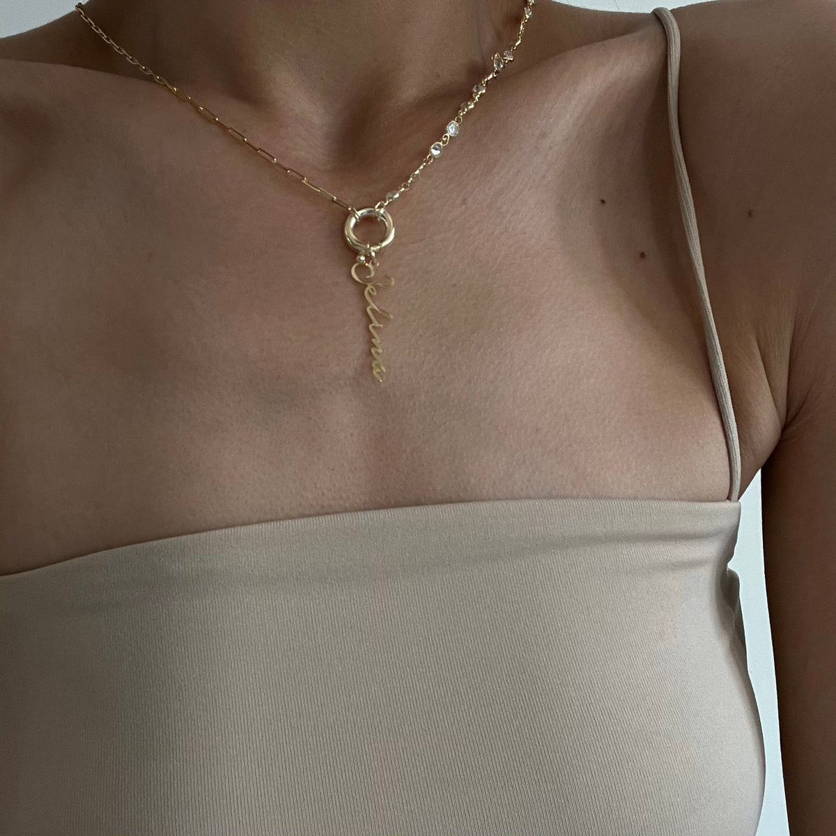 Kişiye Özel İsim Yazılı Kapama Taşlı Gemici Kilitli Zincir Kolye | 925 Ayar Gümüş – Jeweliay Jewelry – 5