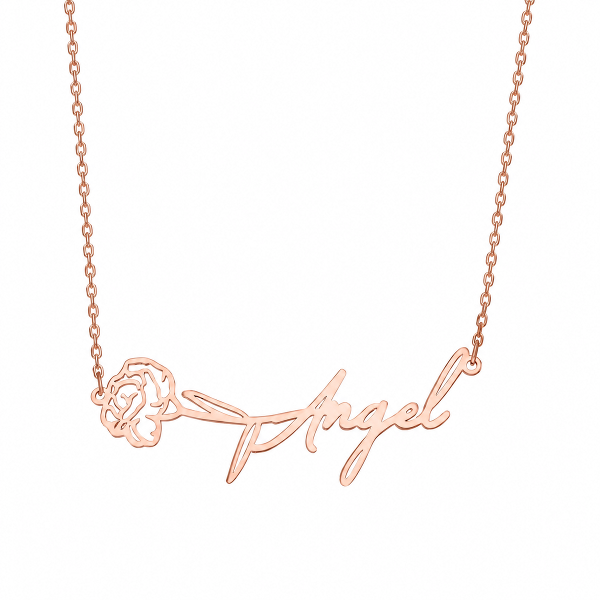 Kişiye Özel İsim Yazılı Yatay Doğum Çiçeği Kolye | 925 Ayar Gümüş – Jeweliay Jewelry – 3 – Rose beyaz fon #RENK_rose