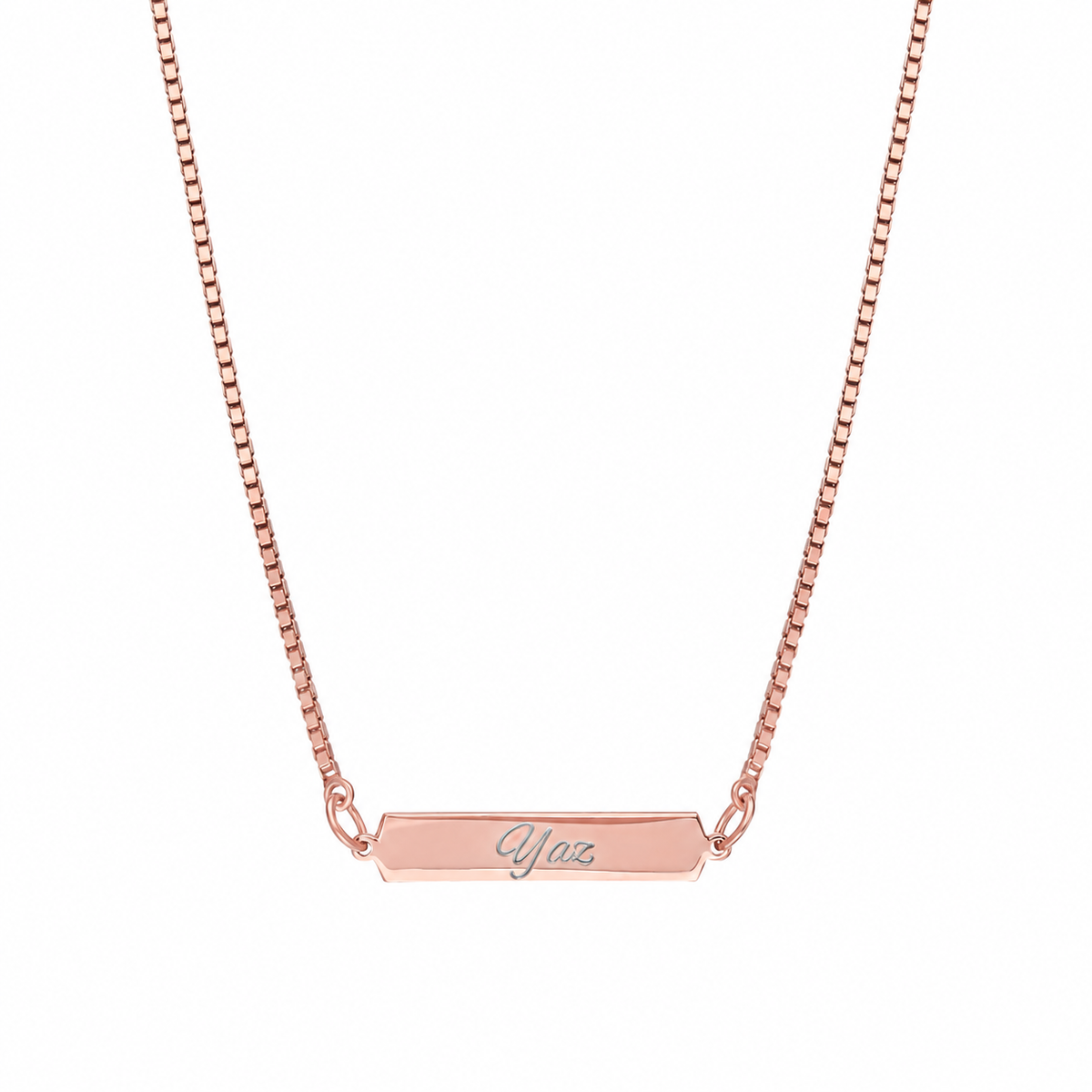 Kişiye Özel İsim Yazılı Yatay Plaka Küp Zincir Kolye | 925 Ayar Gümüş – Jeweliay Jewelry – 3 – Rose beyaz fon #RENK_rose