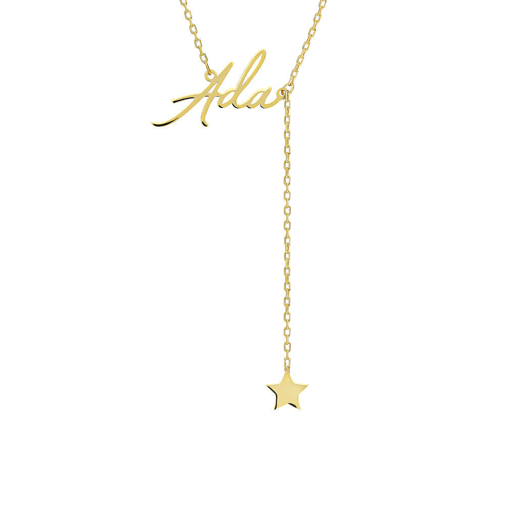 Kişiye Özel İsim Yazılı Yıldız Figürlü Kolye | 925 Ayar Gümüş – Jeweliay Jewelry – 1 – Gold beyaz fon #RENK_gold