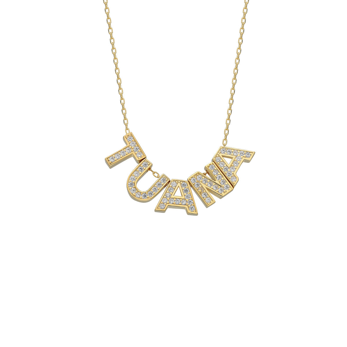 Kişiye Özel İsim Yazılı Zirkon Taşlı Büyük Harf Kolye | 925 Ayar Gümüş – Jeweliay Jewelry – 1 – Gold beyaz fon #RENK_gold