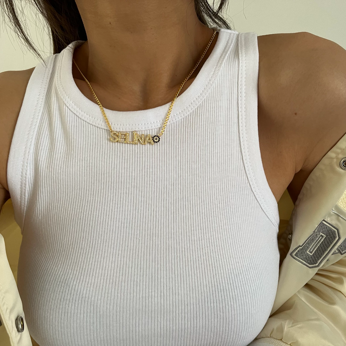 Kişiye Özel İsim Yazılı Zirkon Taşlı Nazar Gurmet Zincir Kolye | 925 Ayar Gümüş – Jeweliay Jewelry – 5