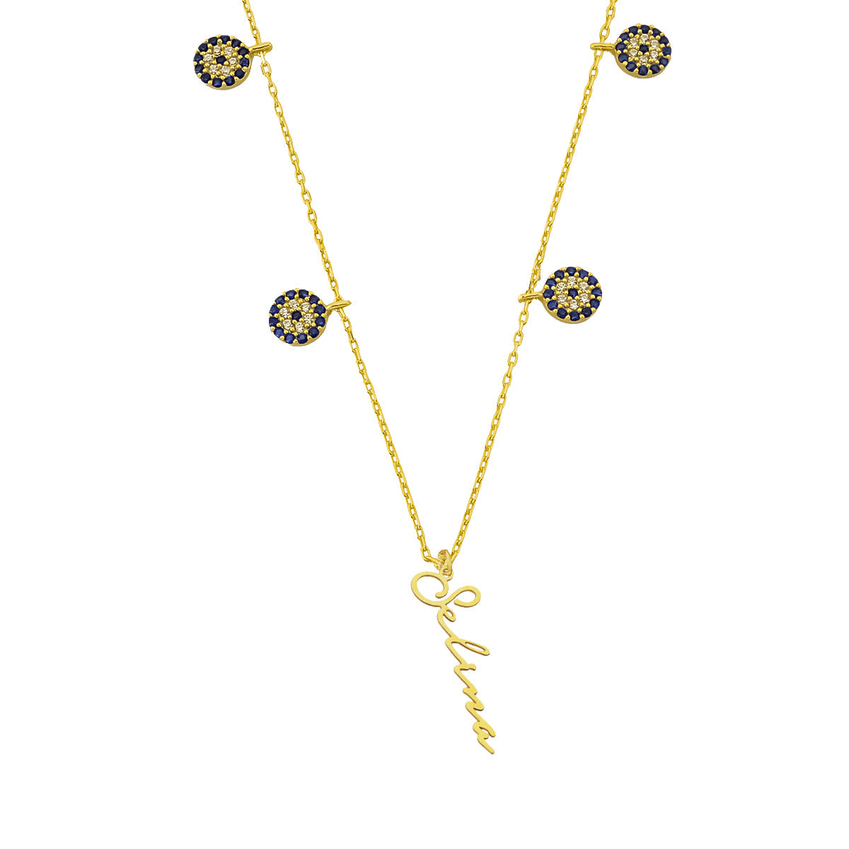 Kişiye Özel İsim Yazılı Zirkon Taşlı Nazar Şans İmza Kolye | 925 Ayar Gümüş – Jeweliay Jewelry – 1 – Gold beyaz fon #RENK_gold