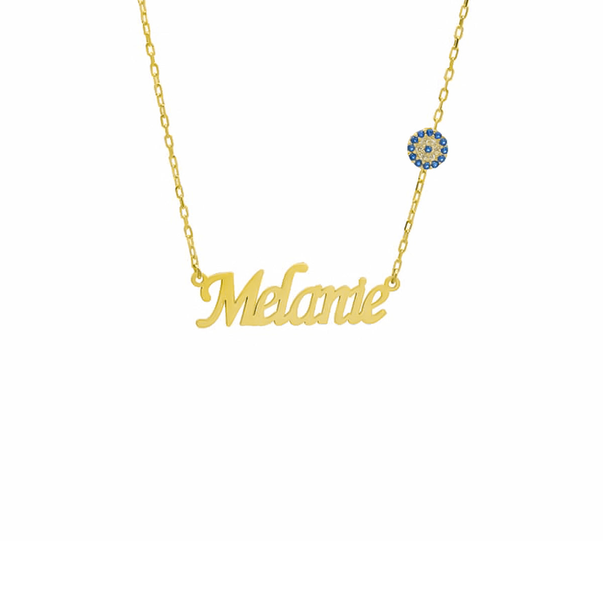 Kişiye Özel İsim Yazılı Zirkon Taşlı Nazarlı Kolye | 925 Ayar Gümüş – Jeweliay Jewelry – 1 – Gold beyaz fon #RENK_gold