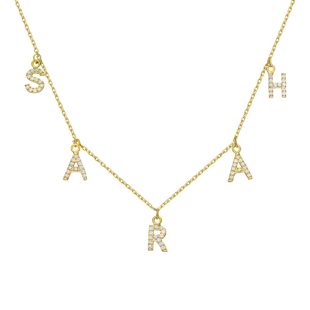 Kişiye Özel İsim Yazılı Zirkon Taşlı Sallantılı Kolye | 925 Ayar Gümüş – Jeweliay Jewelry – 2 – Gold beyaz fon #RENK_gold